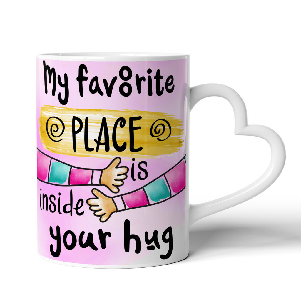 Printed Ceramic Coffee Mug | Friends | My Favourite Place Friendship design | 325 Ml. 
